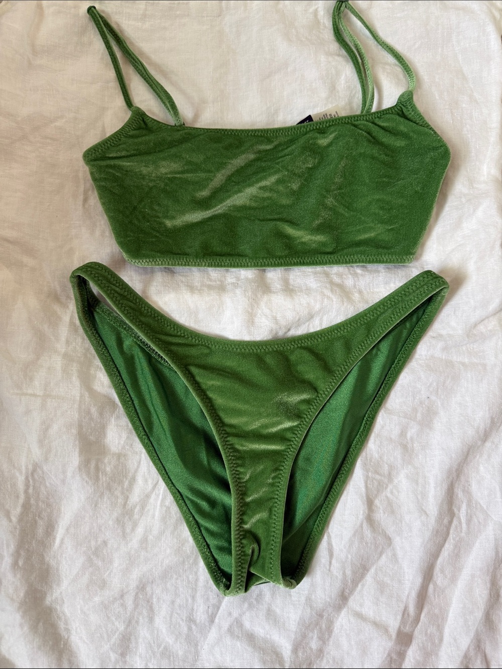 triangl swimwear Olive Green Velvet Bikini Set